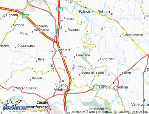 Mapa MICHELIN Caresana - ViaMichelin