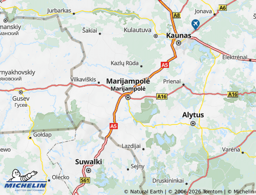 Mapa MICHELIN Marijampolės apskritis - ViaMichelin