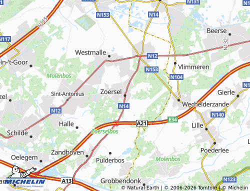 Mapa MICHELIN Zoersel - ViaMichelin