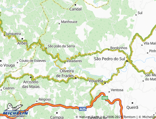 MICHELIN União das Freguesias de Santa Cruz da Trapa e São Cristóvão de Lafões map - ViaMichelin