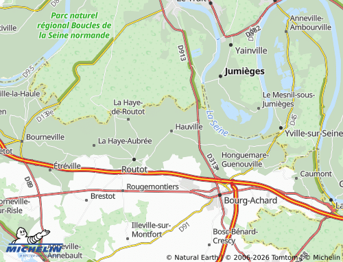 MICHELIN Hauville map - ViaMichelin