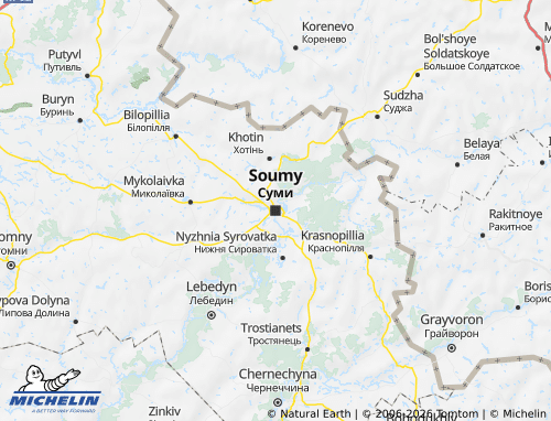 Mapa MICHELIN Sums'ka oblast' - ViaMichelin
