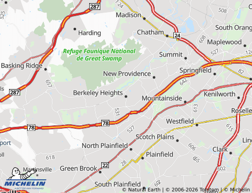 Mapa MICHELIN Berkeley Heights - ViaMichelin