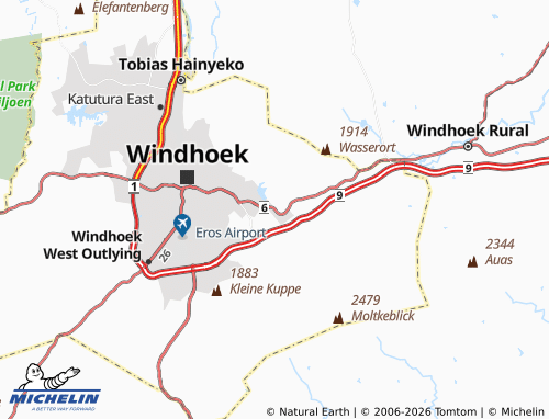 MICHELIN-Landkarte Windhoek East - ViaMichelin