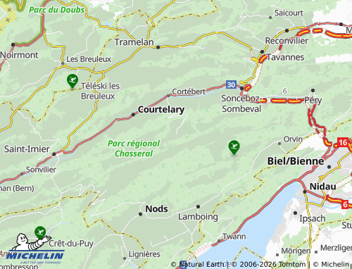 Carte MICHELIN Prés de Cortébert - ViaMichelin