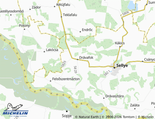 Mapa MICHELIN Drávafok - ViaMichelin