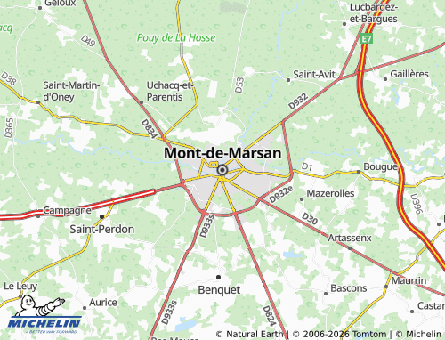Carte MICHELIN Mont-de-Marsan - ViaMichelin