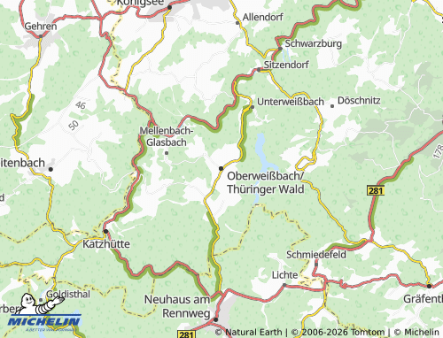 MICHELIN Oberweißbach/Thüringer Wald map - ViaMichelin