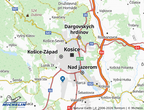 Mappa MICHELIN Kosice - ViaMichelin