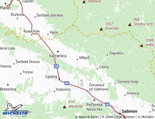 MICHELIN-Landkarte Milpoš - ViaMichelin