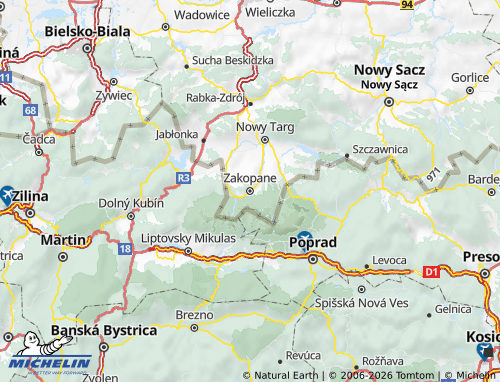 Kaart MICHELIN Tatra (District) - ViaMichelin