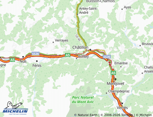 Carte MICHELIN Pontey - ViaMichelin
