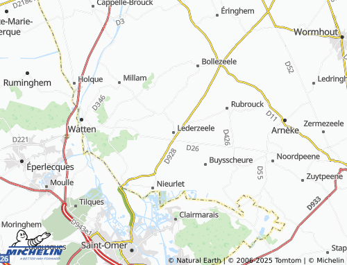 MICHELIN Lederzeele map - ViaMichelin