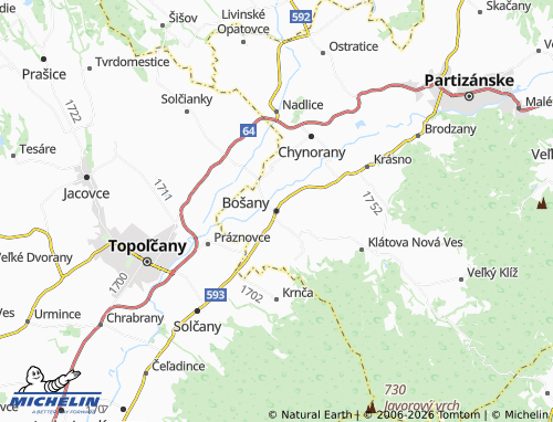 MICHELIN Bošany map - ViaMichelin