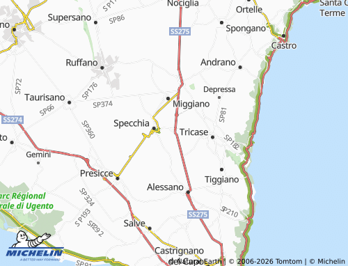 MICHELIN Lucugnano map - ViaMichelin