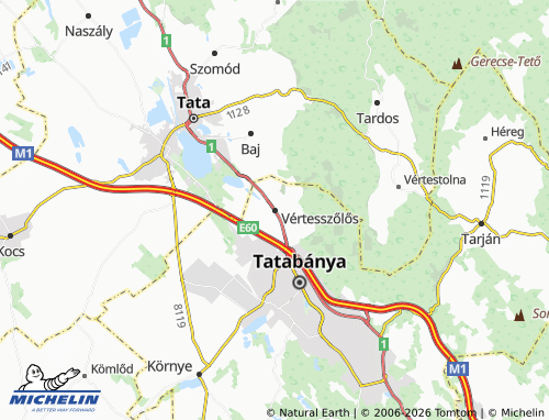 MICHELIN Vértesszőlős map - ViaMichelin