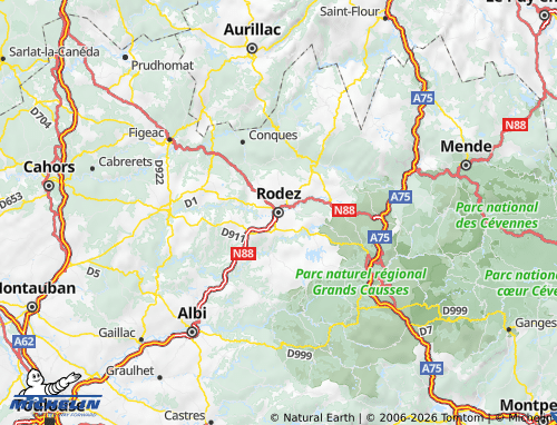 Kaart MICHELIN Aveyron - ViaMichelin