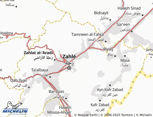 MICHELIN Zahle Maallaqet Aradi map - ViaMichelin