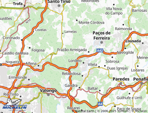 Carte MICHELIN Pedra da Senhora - ViaMichelin