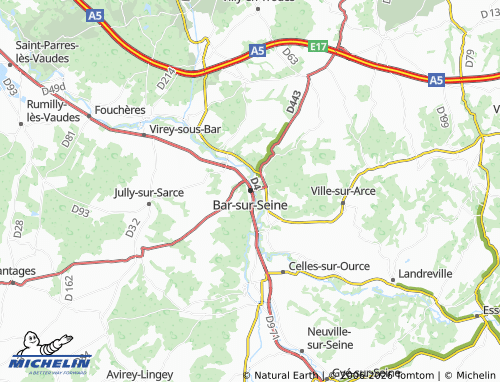 Carte MICHELIN Bar-sur-Seine - ViaMichelin