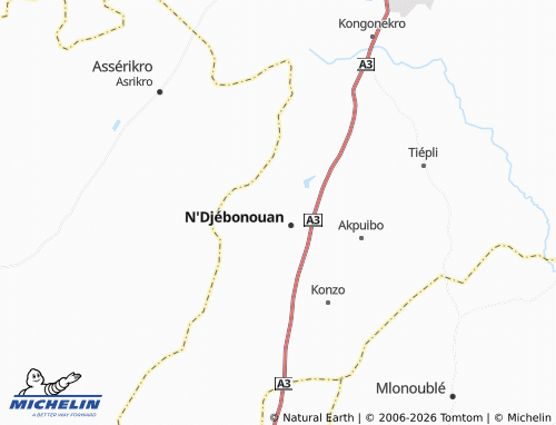 MICHELIN-Landkarte Kouakou-Oussoukro - ViaMichelin