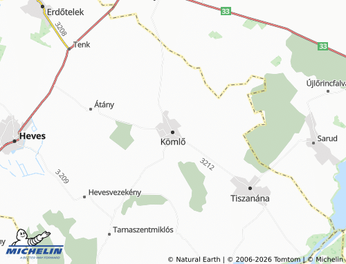 Mapa MICHELIN Kömlő - ViaMichelin