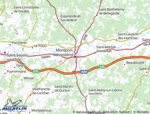 Carte MICHELIN Montpon-Ménestérol - ViaMichelin