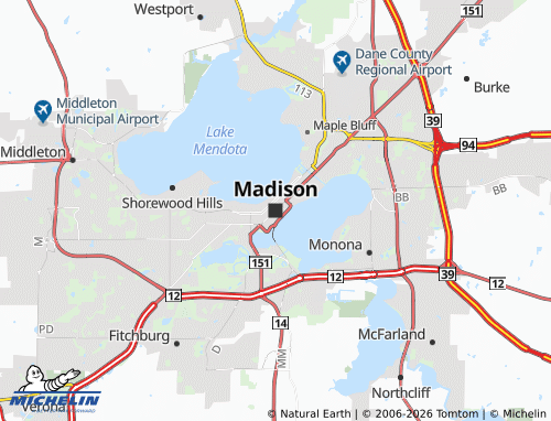 Mapa MICHELIN Madison - ViaMichelin