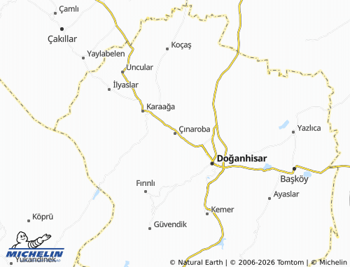 MICHELIN Çınaroba map - ViaMichelin