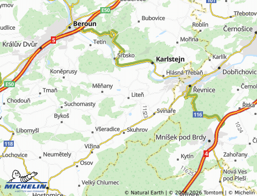 Mappa MICHELIN Liteň - ViaMichelin