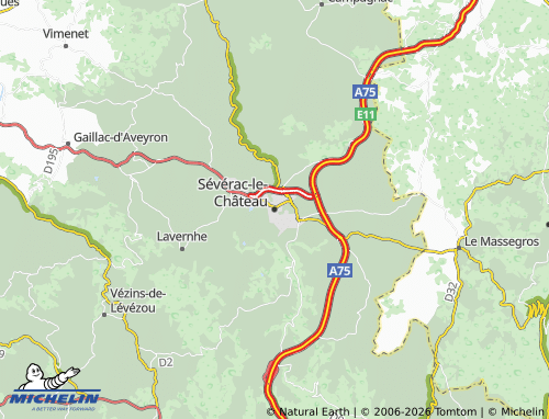 Mappa MICHELIN Sévérac-le-Château - ViaMichelin