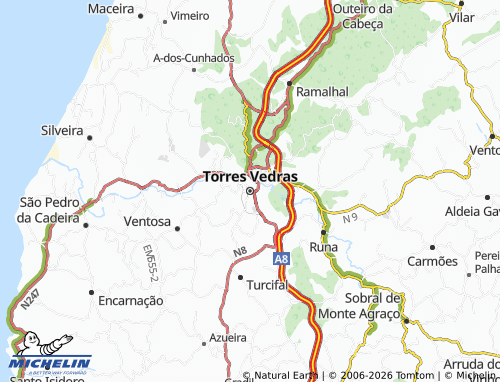 MICHELIN Torres Vedras map - ViaMichelin