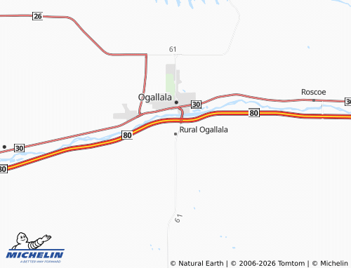 Carte MICHELIN Rural Ogallala - ViaMichelin