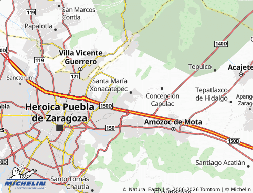 Mappa MICHELIN San Juan, Santa María Xonacatepec - ViaMichelin