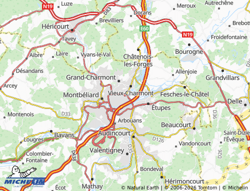 Kaart MICHELIN Sochaux - ViaMichelin