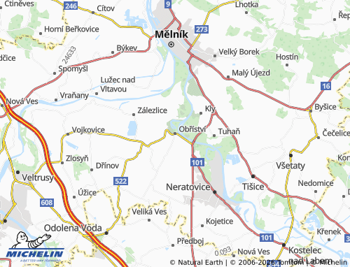 Mappa MICHELIN Obříství - ViaMichelin