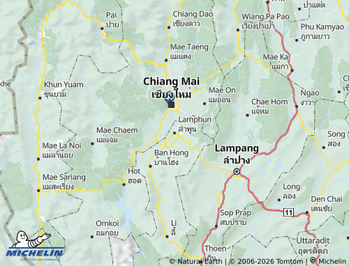 MICHELIN Lamphun Province map - ViaMichelin