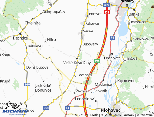 Kaart MICHELIN Veľké Kostoľany - ViaMichelin