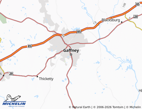 Carte MICHELIN Gaffney - ViaMichelin