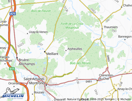 MICHELIN Arpheuilles map - ViaMichelin