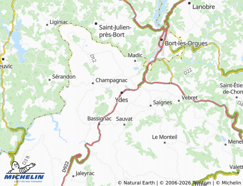 Carte MICHELIN Ydes - ViaMichelin
