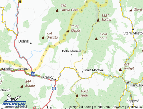 Mappa MICHELIN Dolní Morava - ViaMichelin