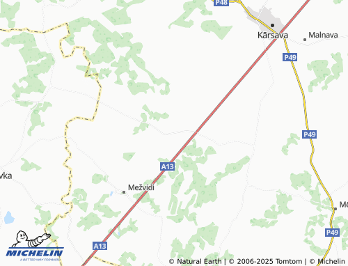 MICHELIN Otrie Mežvidi map - ViaMichelin