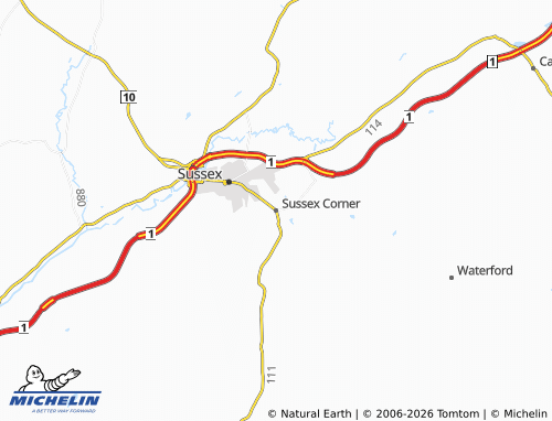 MICHELIN Sussex Corner map - ViaMichelin