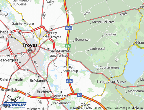 Carte MICHELIN Thennelières - ViaMichelin