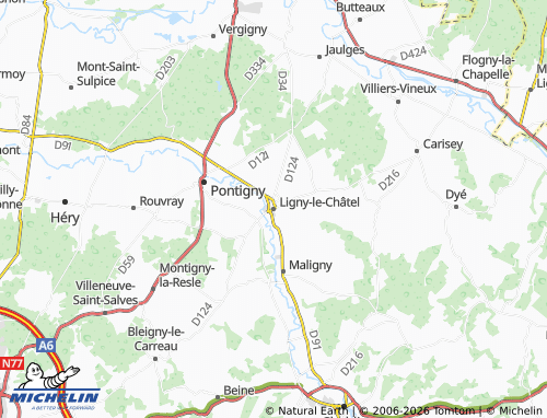 Kaart MICHELIN Ligny-le-Châtel - ViaMichelin