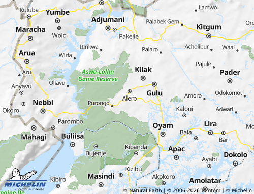 Mappa MICHELIN Nwoya - ViaMichelin