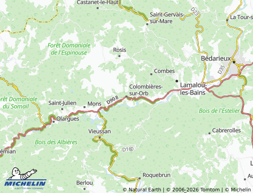 Mapa MICHELIN Colombières-sur-Orb - ViaMichelin