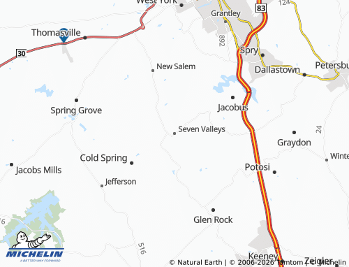 Mappa MICHELIN Seven Valleys - ViaMichelin