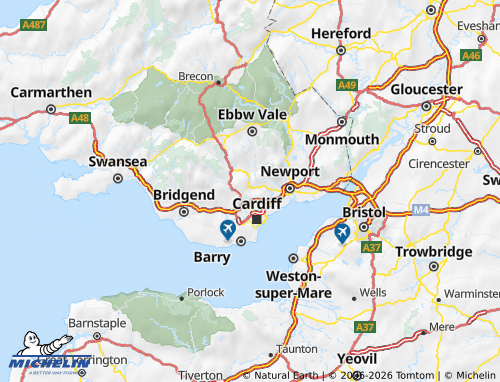 MICHELIN Caerphilly map - ViaMichelin